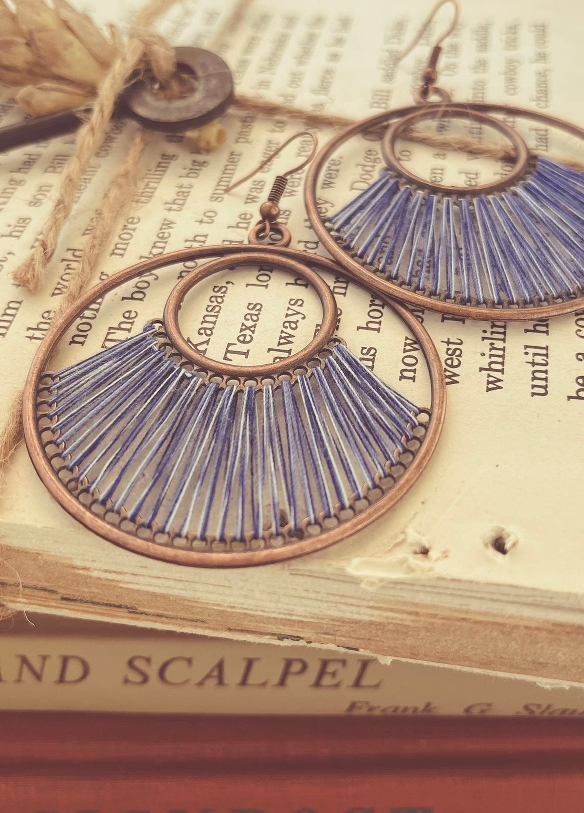 Beautiful Artistic Blue String Earrings