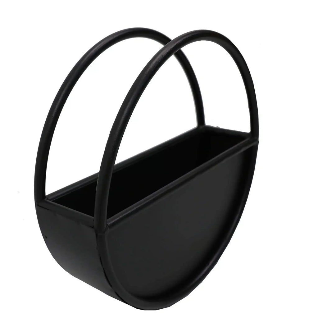 Floating Half Moon Metal Wall Planter – Onyx Black 35cm