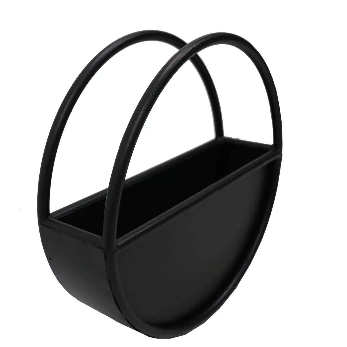 Floating Half Moon Metal Wall Planter – Onyx Black 45cm