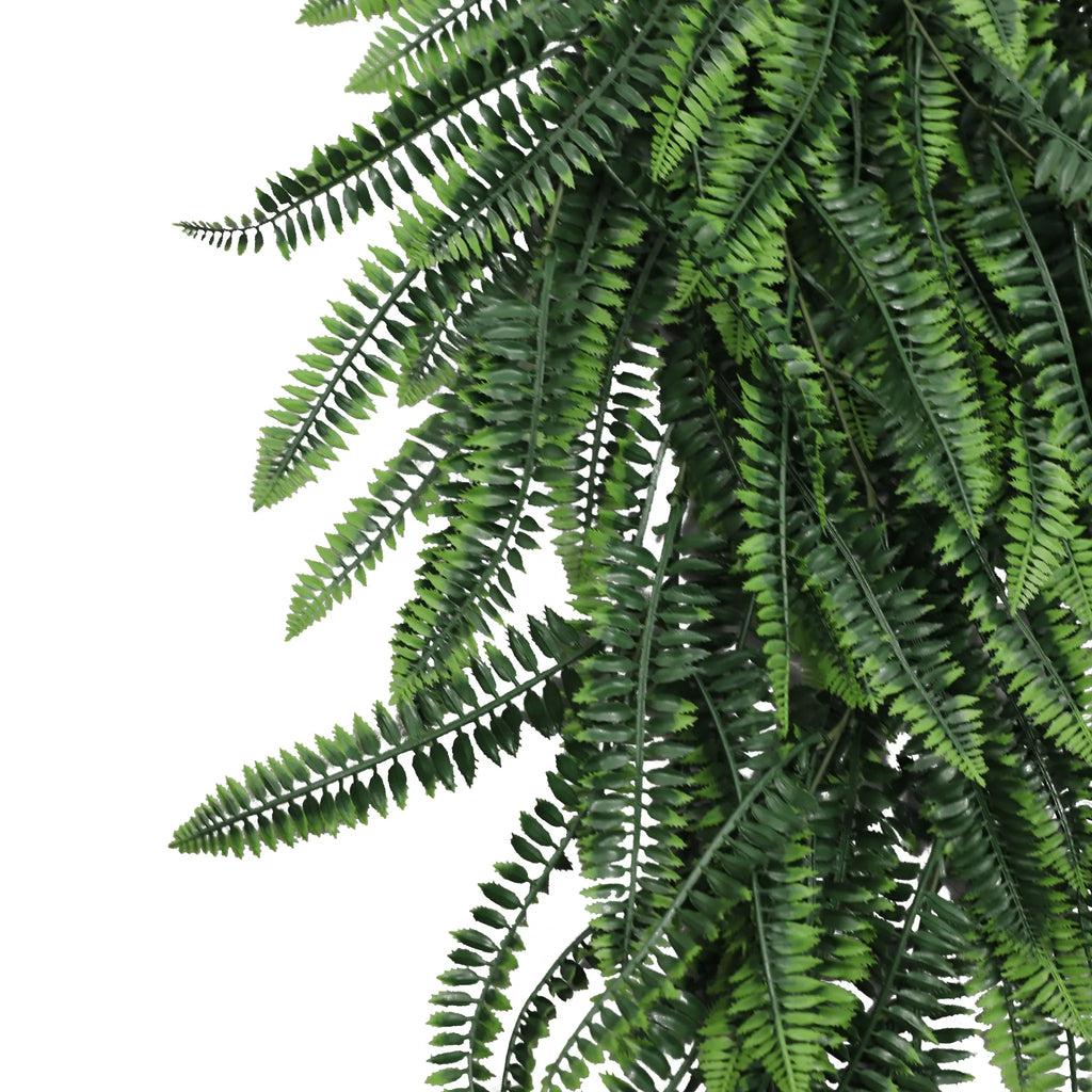 Dense Boston Fern Garland Artificial Hanging Bush 10.6×33in – NFPA 701 Certified – UV Resistant