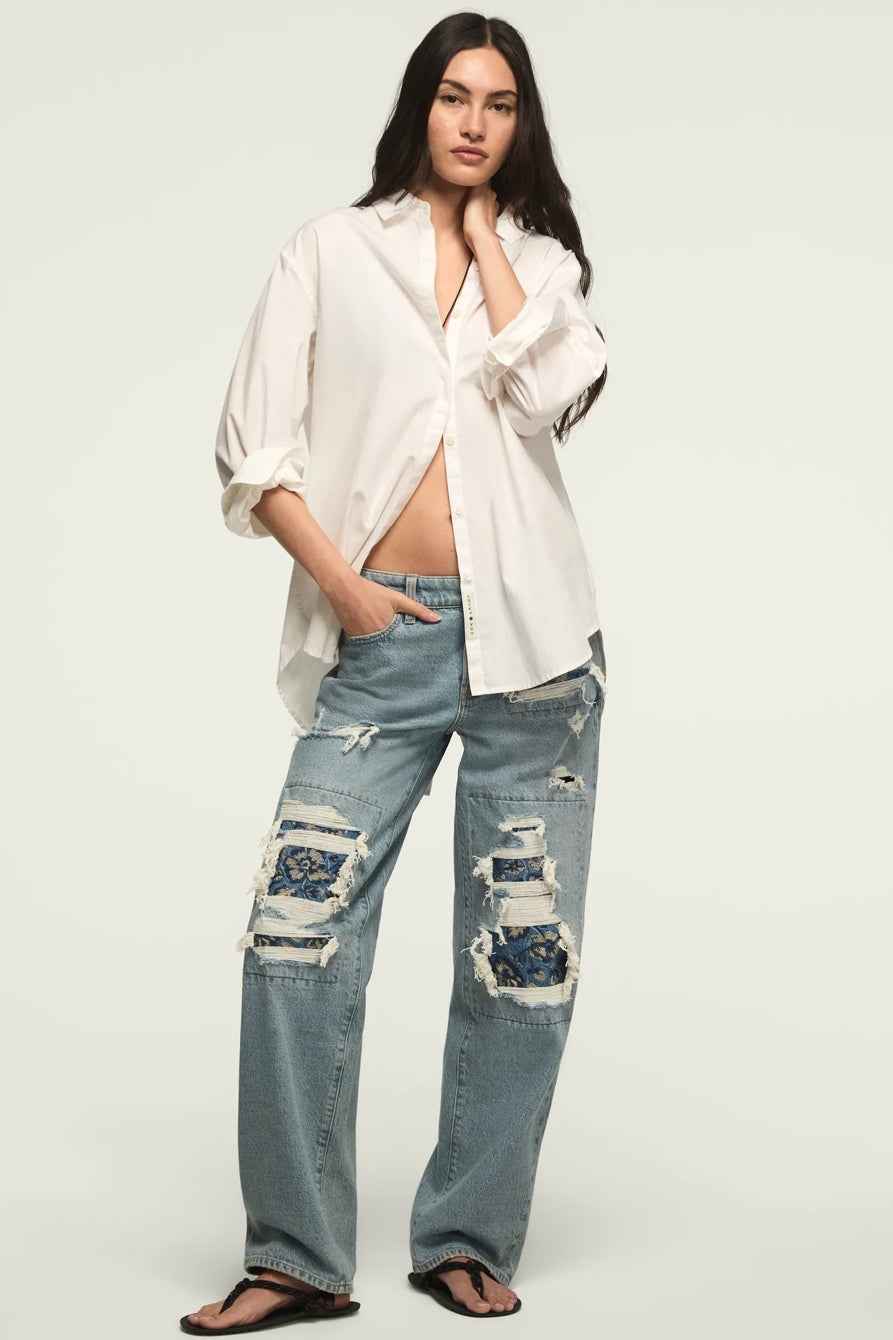 [167395-420] WOMENS LUCKY BRAND LUCKY LEGEND BAGGY - SKIPPING FLOWERS WASH
