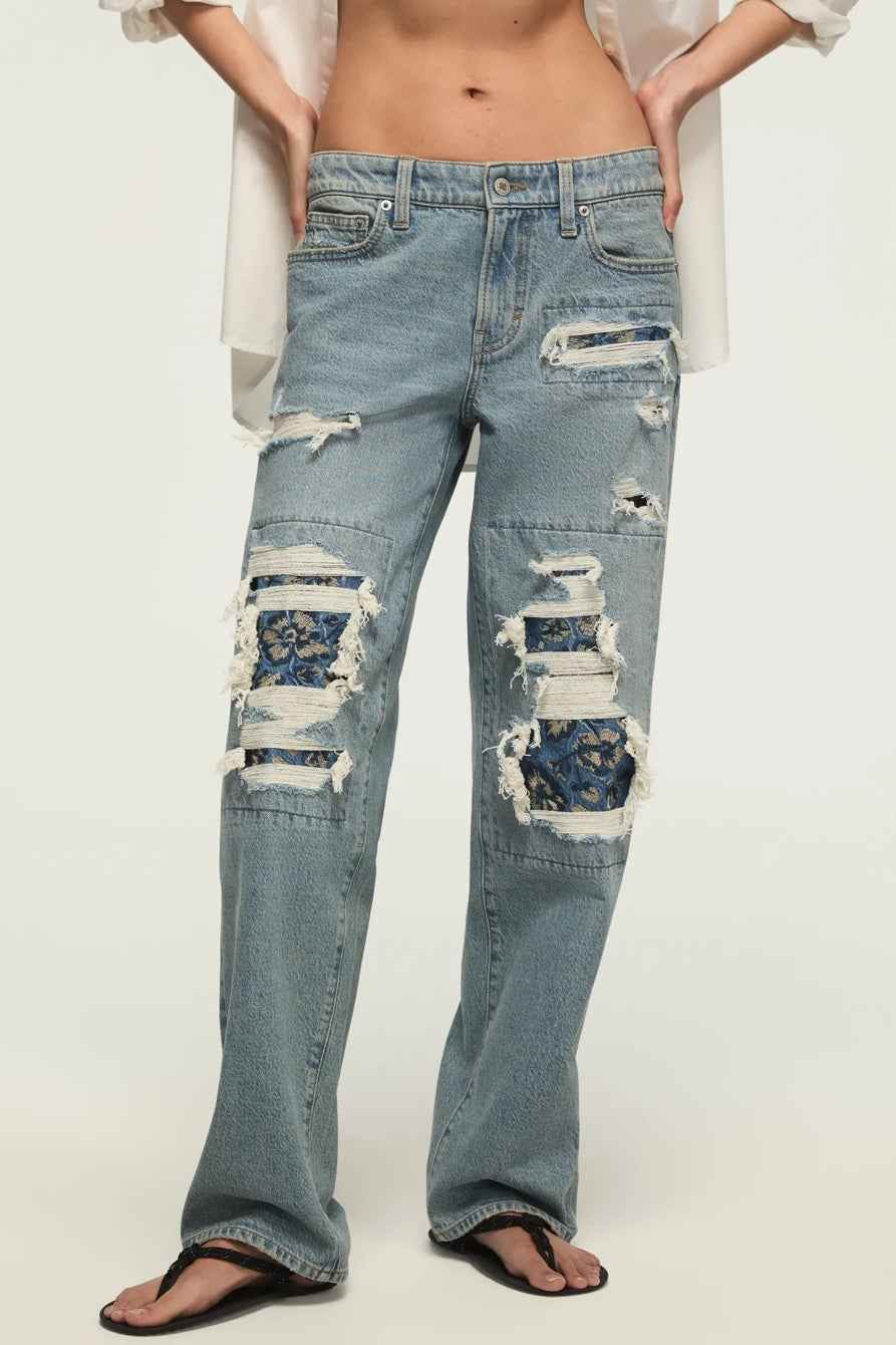 [167395-420] WOMENS LUCKY BRAND LUCKY LEGEND BAGGY - SKIPPING FLOWERS WASH
