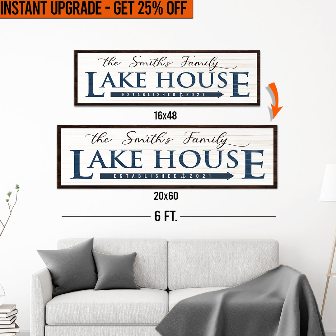 Upgrade Your 16x48 Inches 'Family Lake House Arrow' (Style 3) Canvas To 20x60 Inches