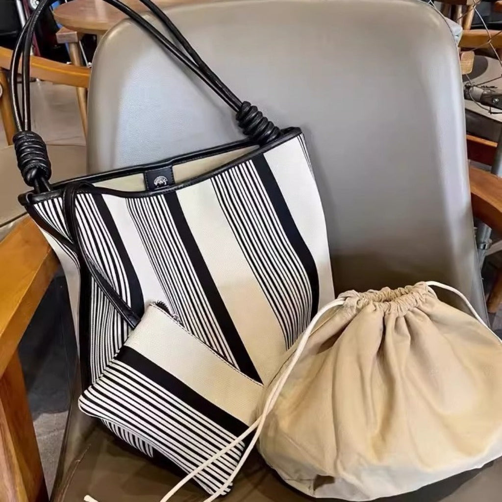 Autumn and winter tote bag, bucket bag female large capacity, commuter bag weaving shoulder, armpit bag large