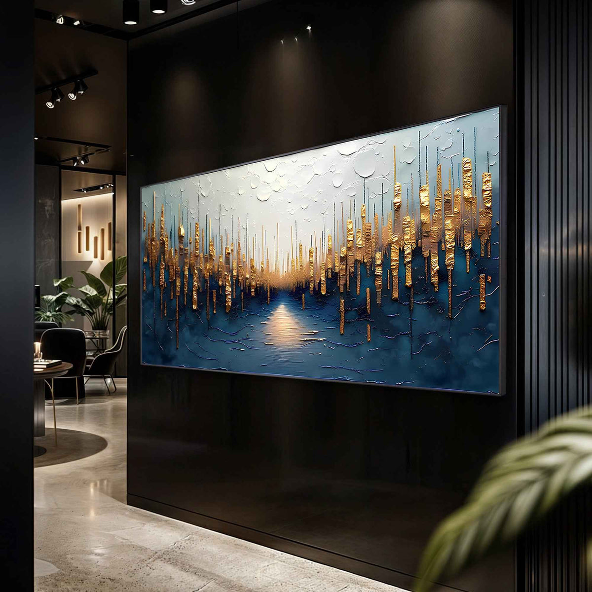 Golden Forest Reflection Abstract Wall Art