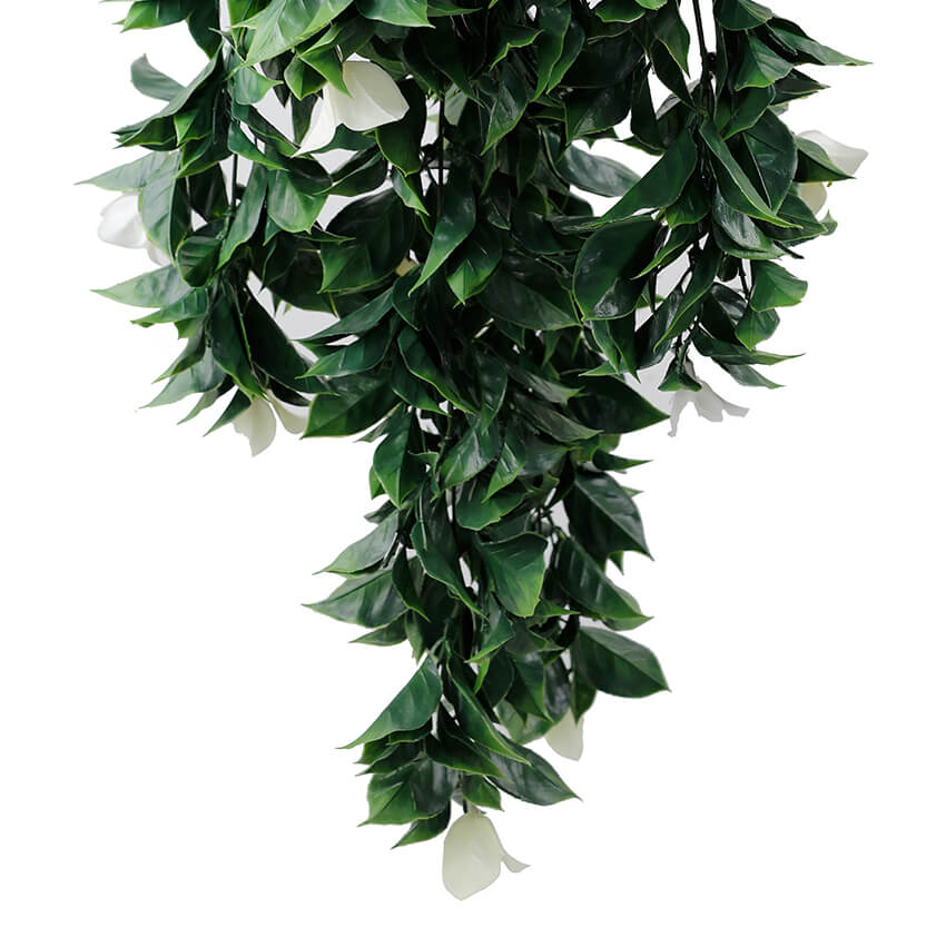 White Bougainvillea Artificial Hanging Plant Set of 5 35in – UV Resistant