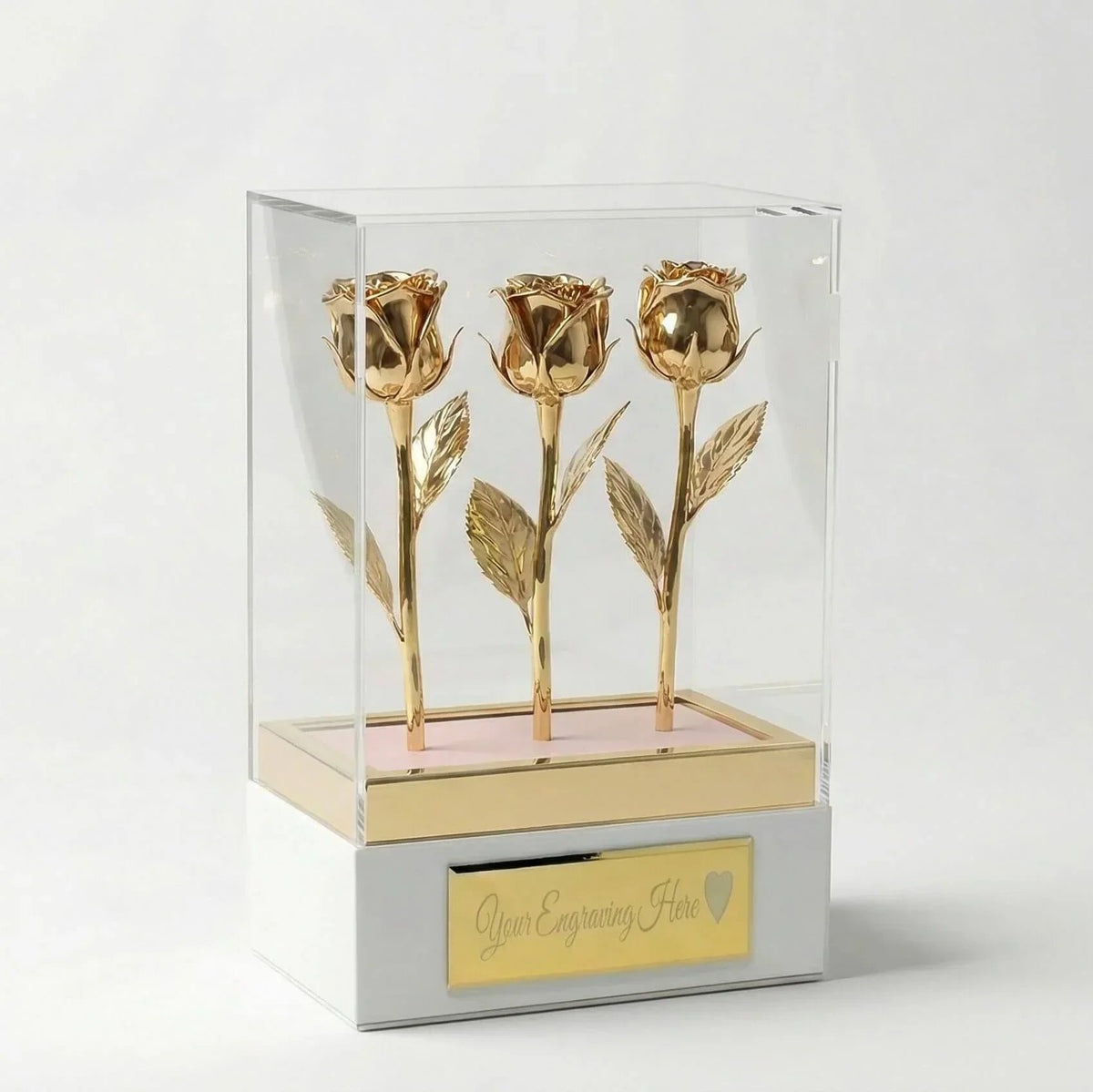 Acrylic Display 7" Rose with Personalized Engraving