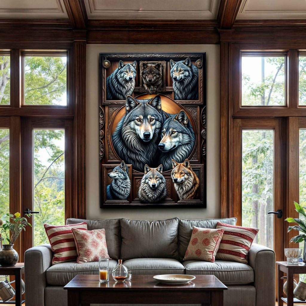 3D Wolf Collage Wall Art III