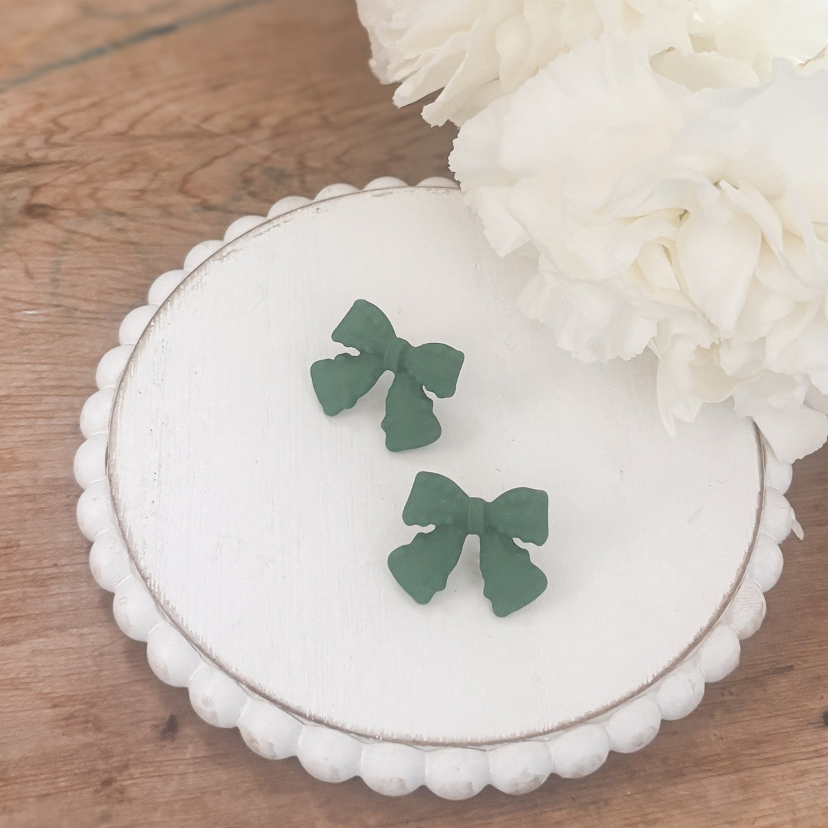 Adorable Green Bow Earrings