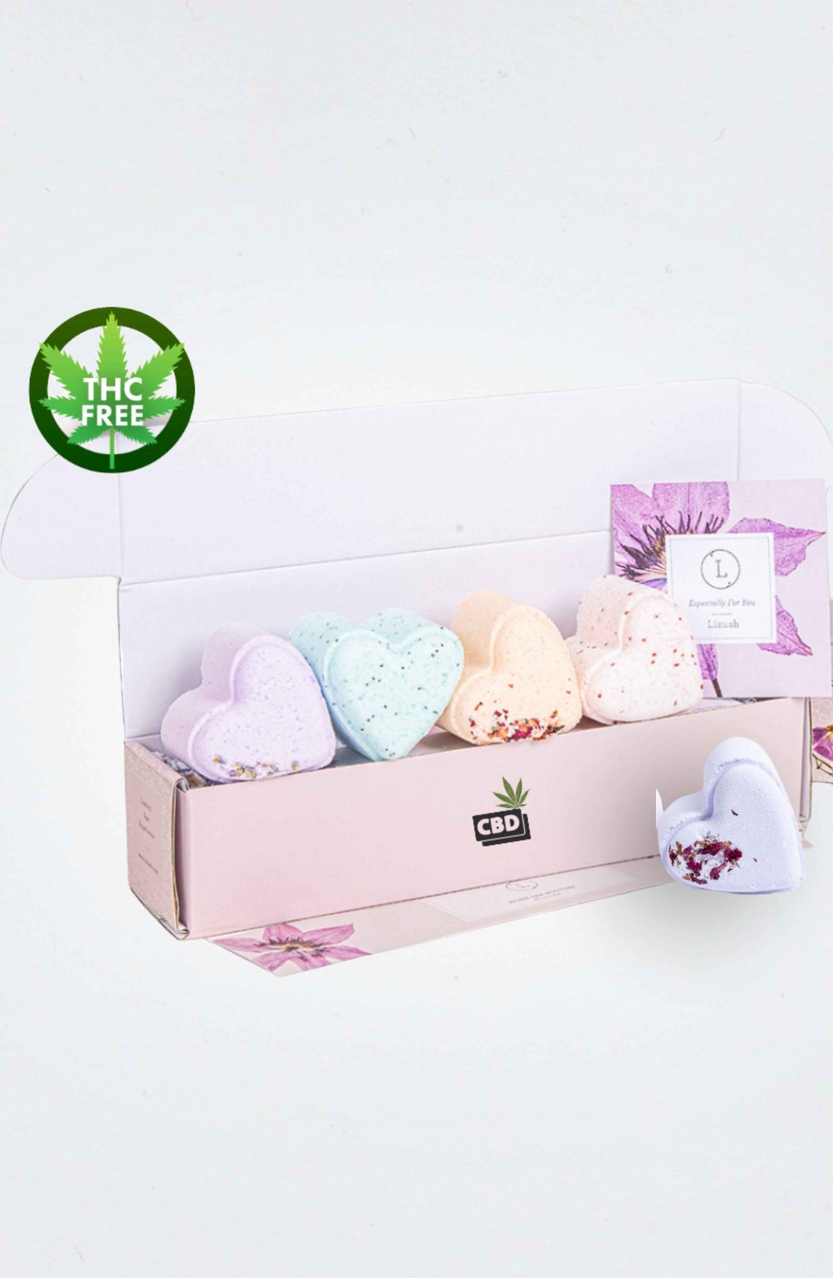 CBD Lavender Shower Steamers Gift Set – 5 Heart-Shaped