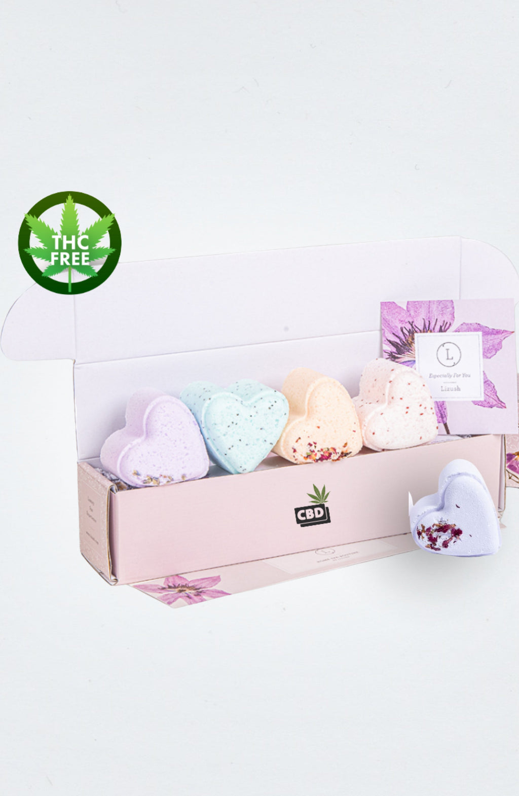 CBD Valentine's Bath Bomb Gift Set – 5 Heart-Shaped