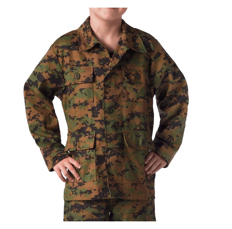 Kids Digital Camo BDU Shirt - WOODLAND DIGITAL