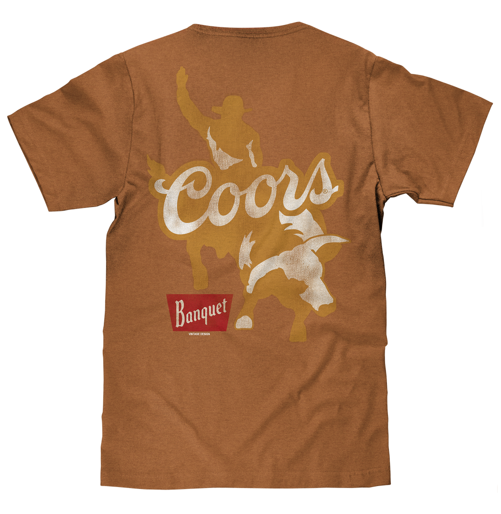 Coors Banquet Rodeo Bull Rider Front/Back T-Shirt - Brown Sugar