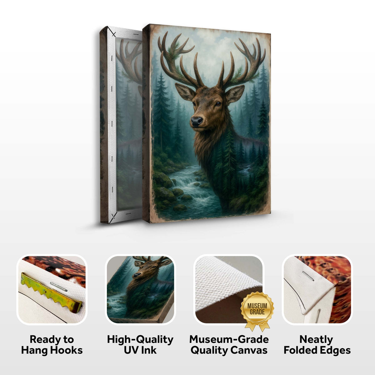 Misty Stag Double Exposure Wall Art