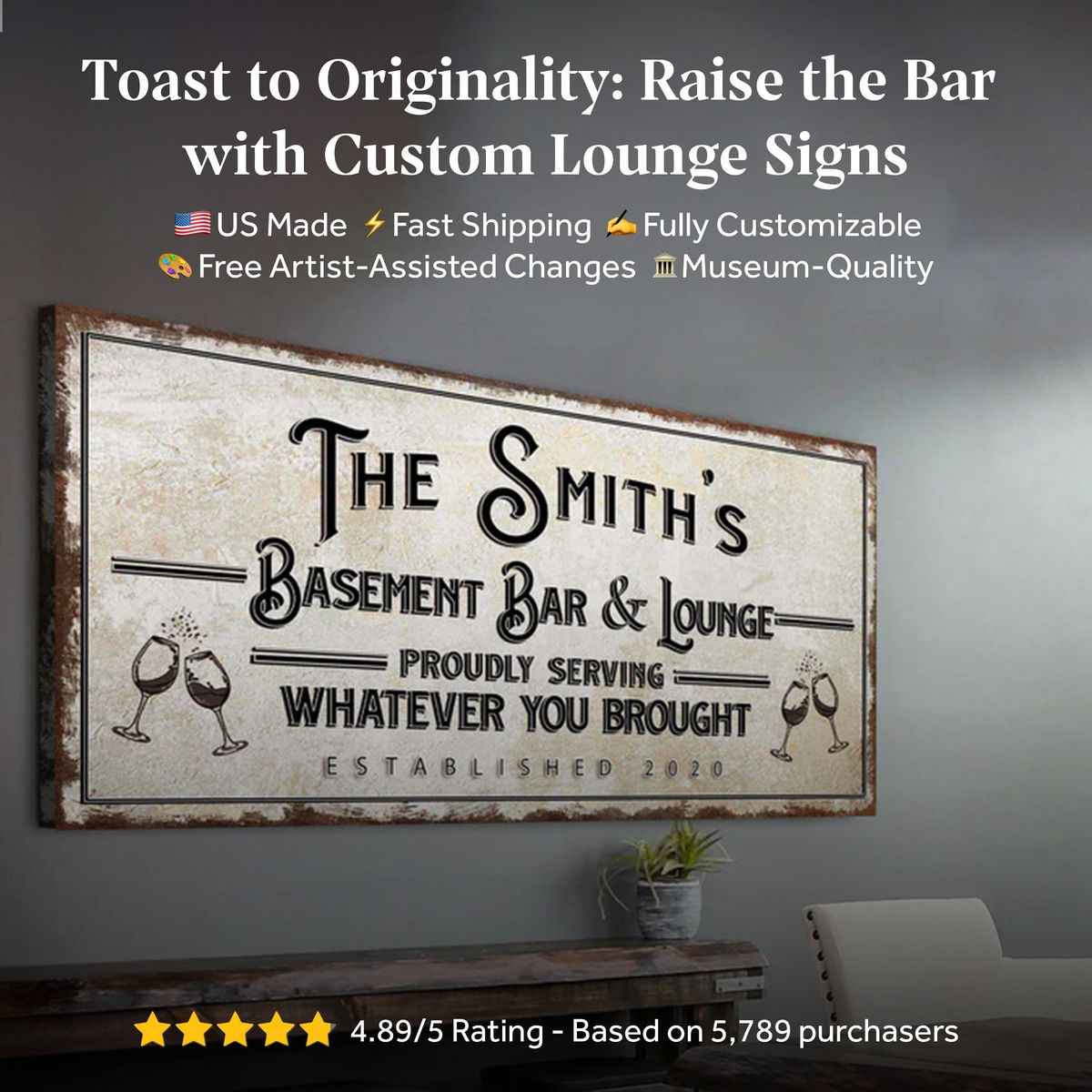 Basement Bar And Lounge Sign X