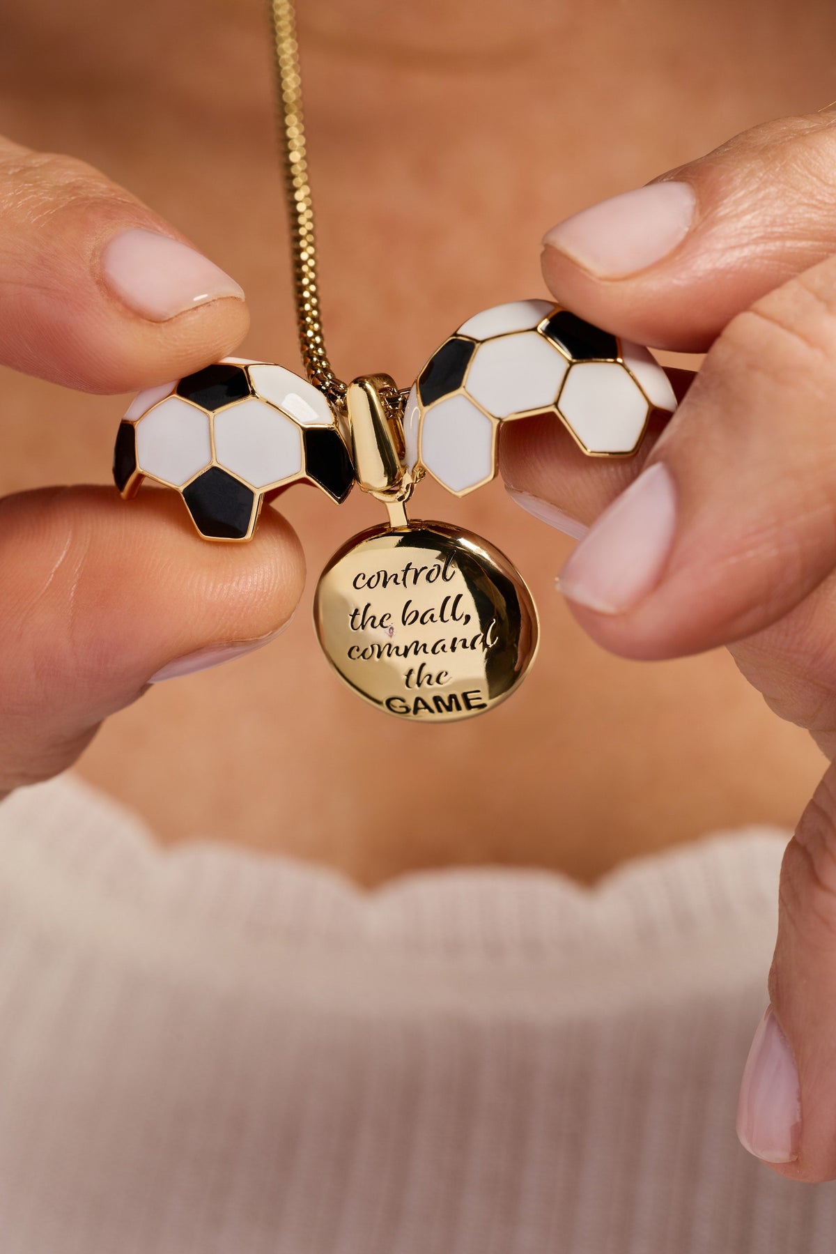 Soccer Ball "Control The Ball, Command The Game" Locket Necklace