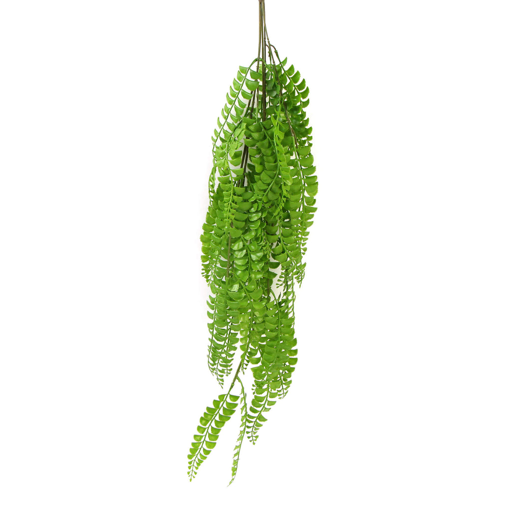 Dark Green Button Fern Artificial Hanging Plant 31in – UV Resistant