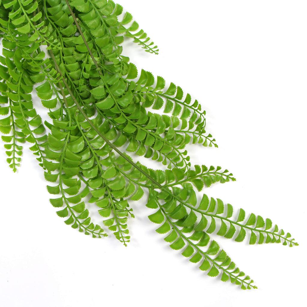 Dark Green Button Fern Artificial Hanging Plant 31in – UV Resistant