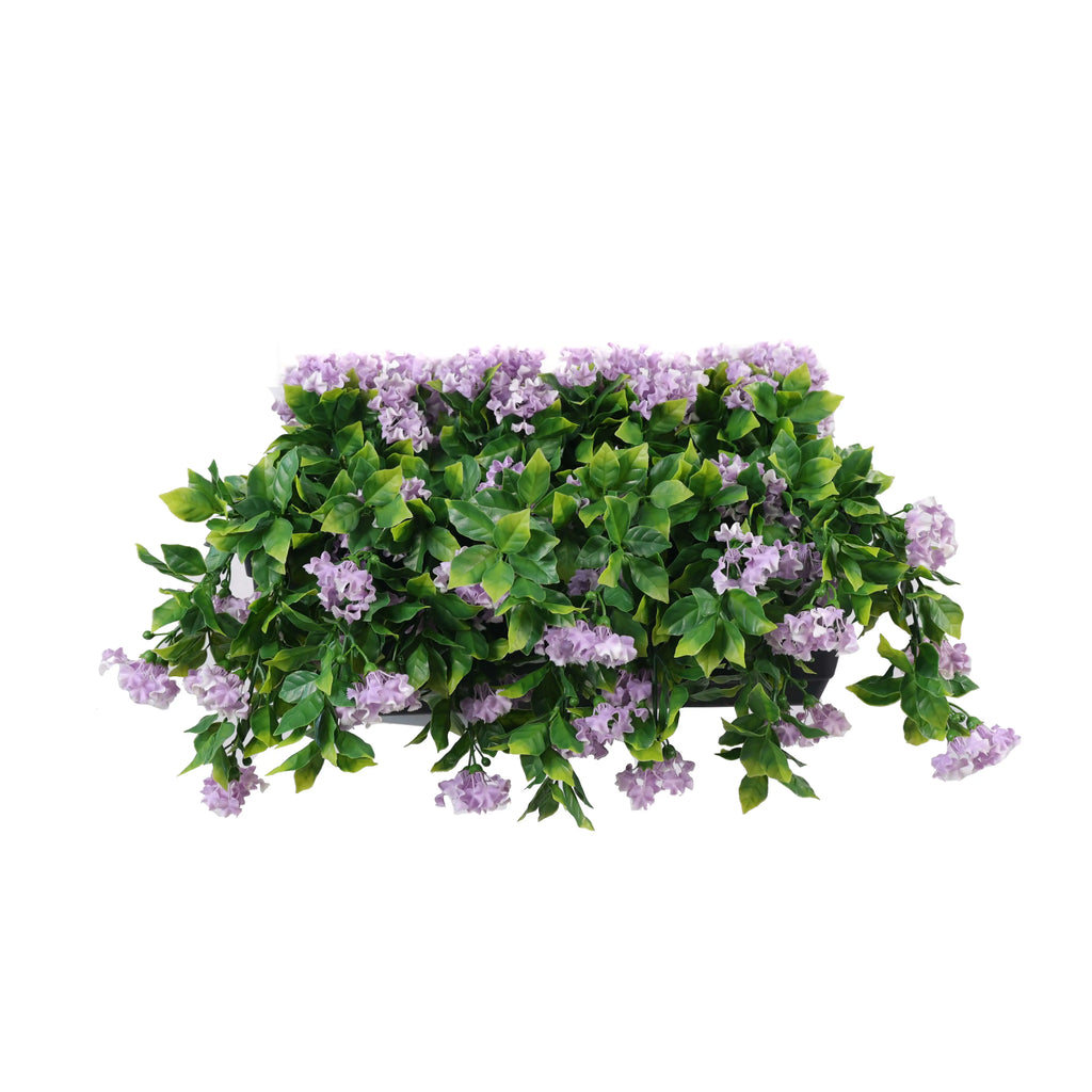 Artificial Window Box Planter – Draping Lilac Flowering (20×14in) – UV Resistant