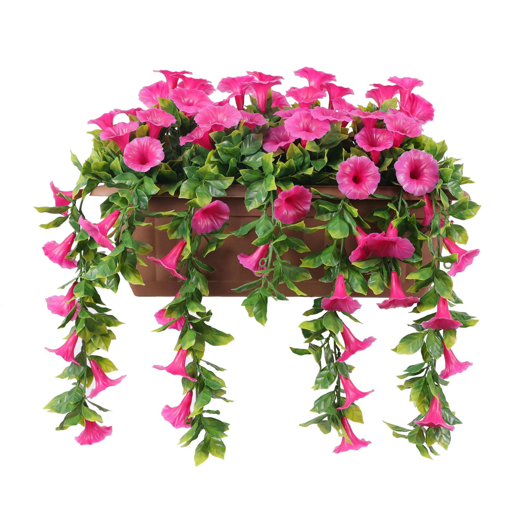 Artificial Window Box Planter – Draping Pink Petunia (20×14in) – UV Resistant