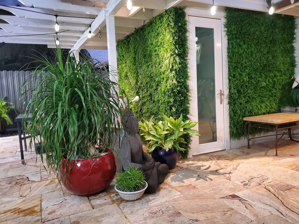 Lush Fern Artificial Vertical Garden Green Wall Panel 40×40in 11 SQ FT – UV Resistant – Commercial Grade