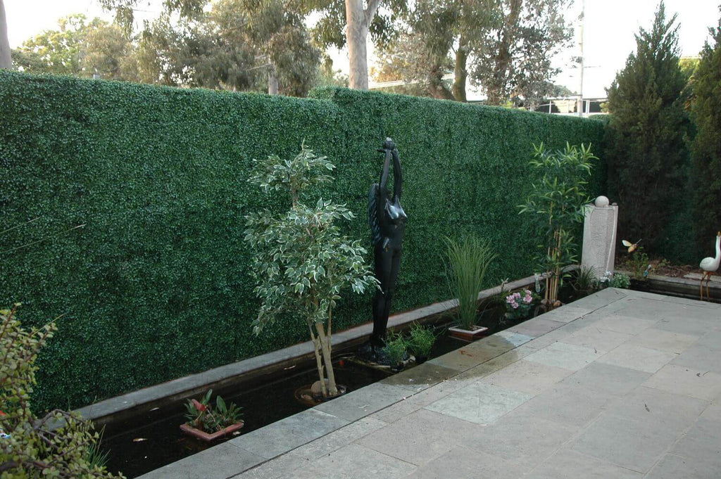 Dark Boxwood Artificial Vertical Garden Green Wall Panel 40×40in 11 SQ FT – UV Resistant – Commercial Grade