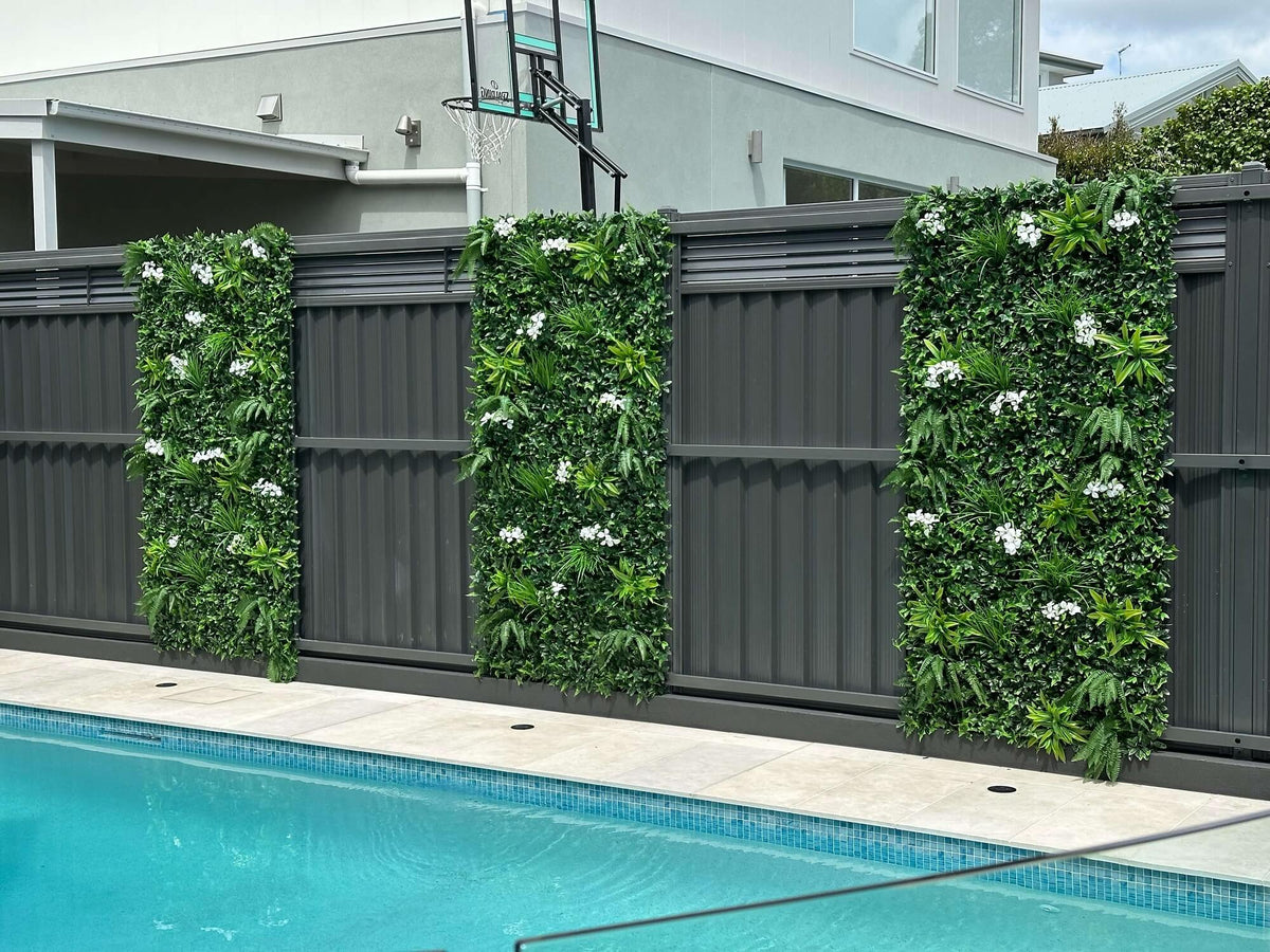 Snowy White Artificial Vertical Garden Green Wall Panel 40×40in 11 SQ FT – UV Resistant – Commercial Grade