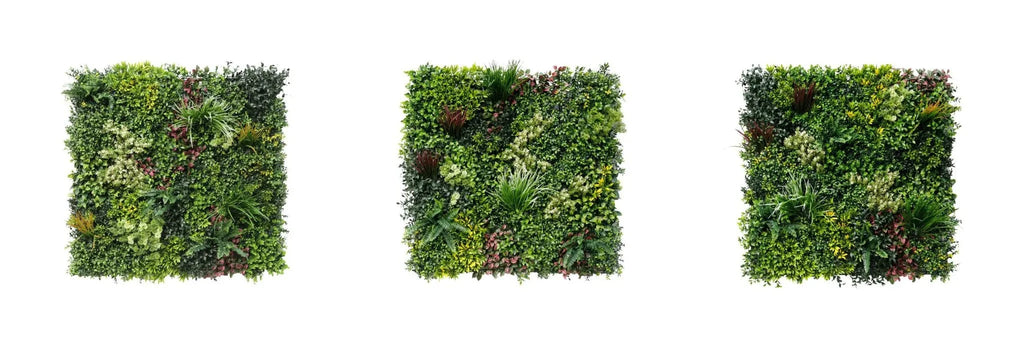Evergreen Triptych Artificial Vertical Garden Green Wall Panel Set of 3 Seamless Panels 33 SQ FT – UV Resistant – Commercial Grade