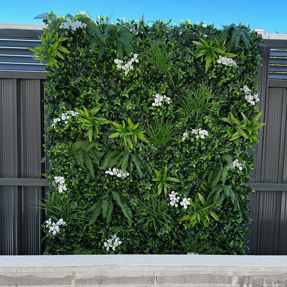 Snowy White Artificial Vertical Garden Green Wall Panel 40×40in 11 SQ FT – UV Resistant – Commercial Grade