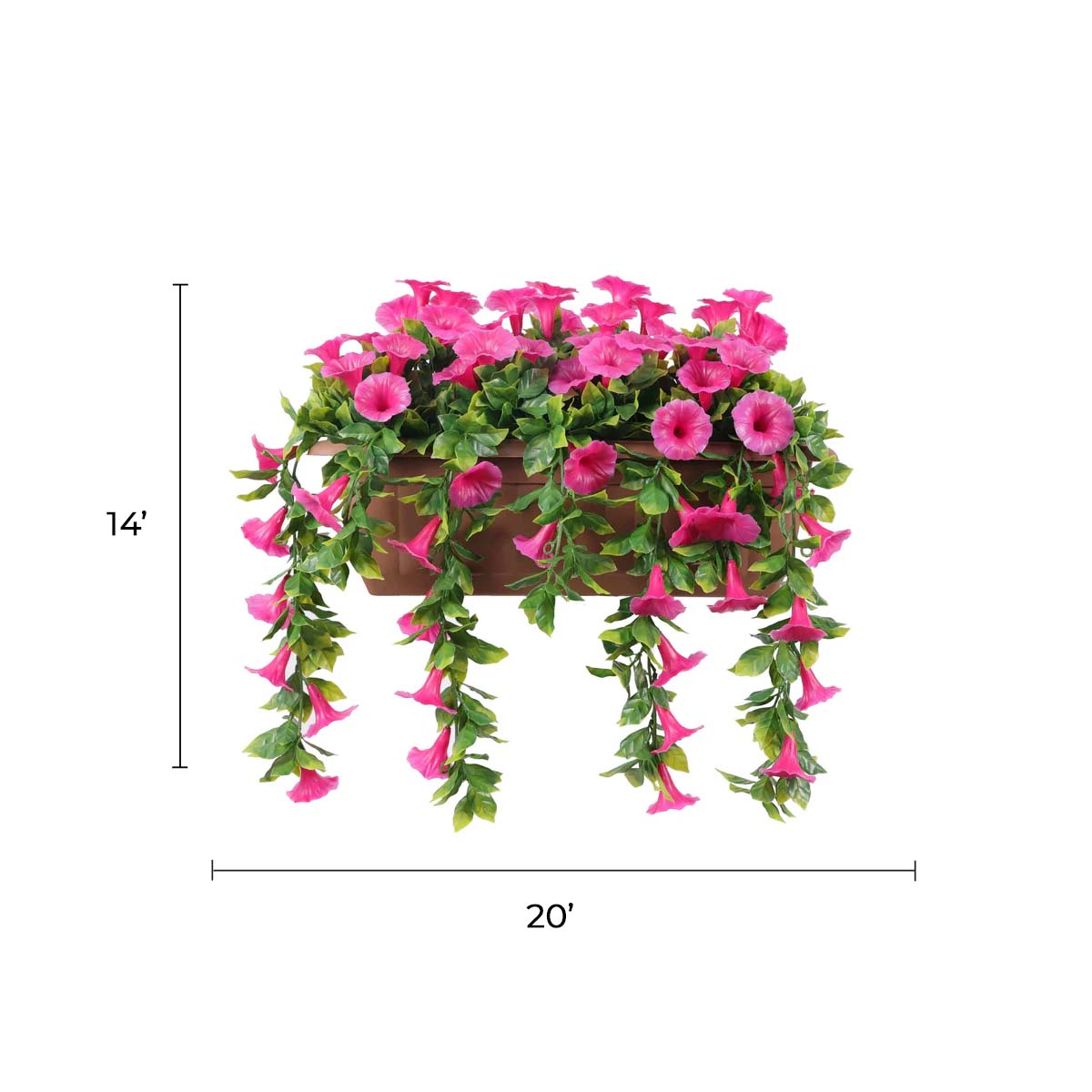 Artificial Window Box Planter – Draping Pink Petunia (20×14in) – UV Resistant