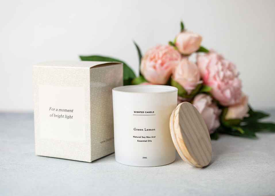 Green Lemon Soy Candle – Natural Aromatherapy Glass Jar