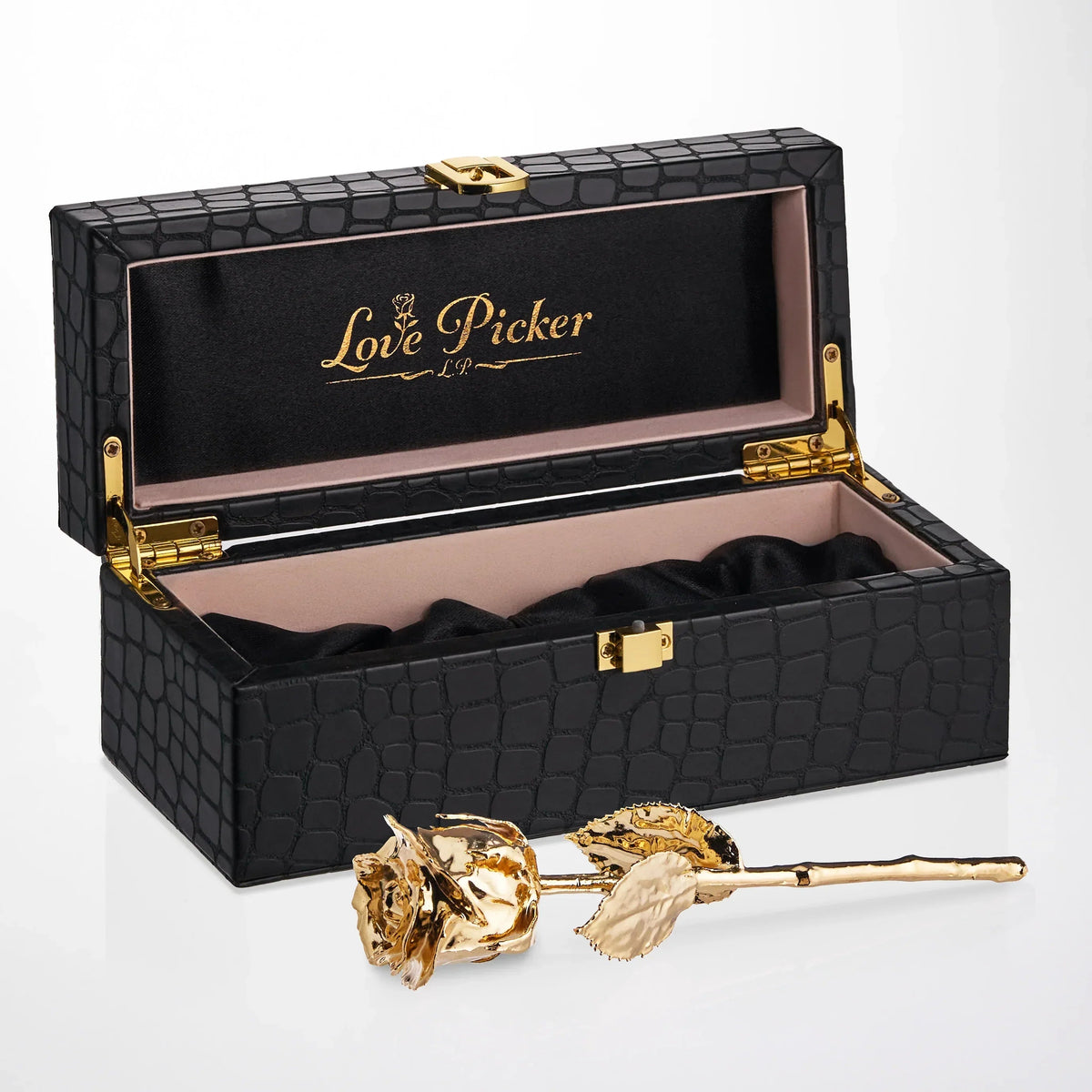 7" Electroplated 24K Gold Real Rose in vegan Leather Gift Box (Multiple Colors)