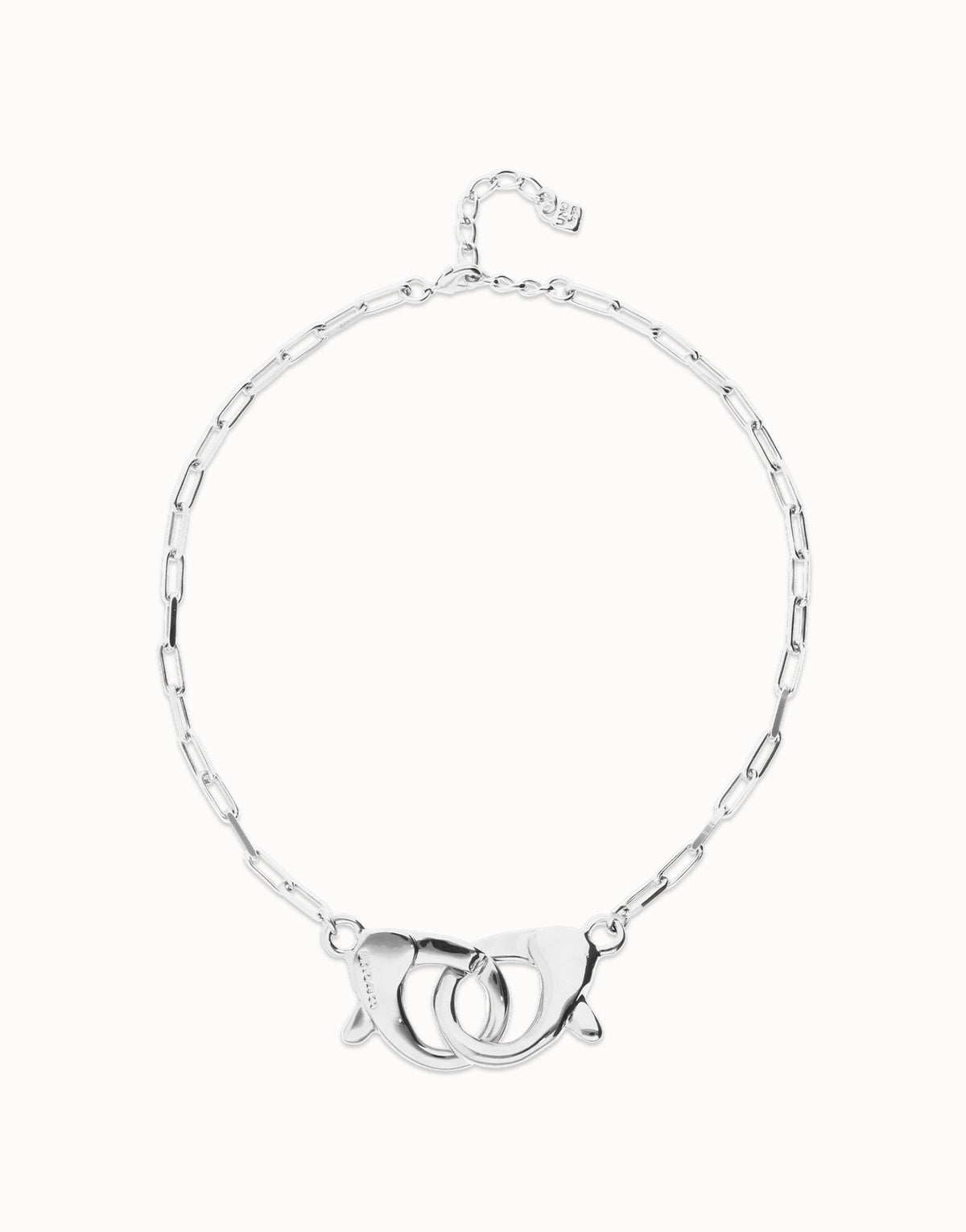 Uno De 50 Necklace with large interlocking snap hook Silver