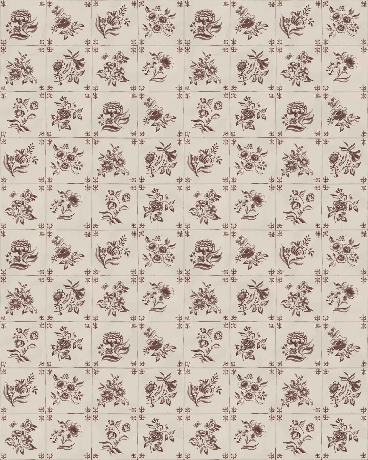 Manganese Delft Wallpaper by H.M.Craig