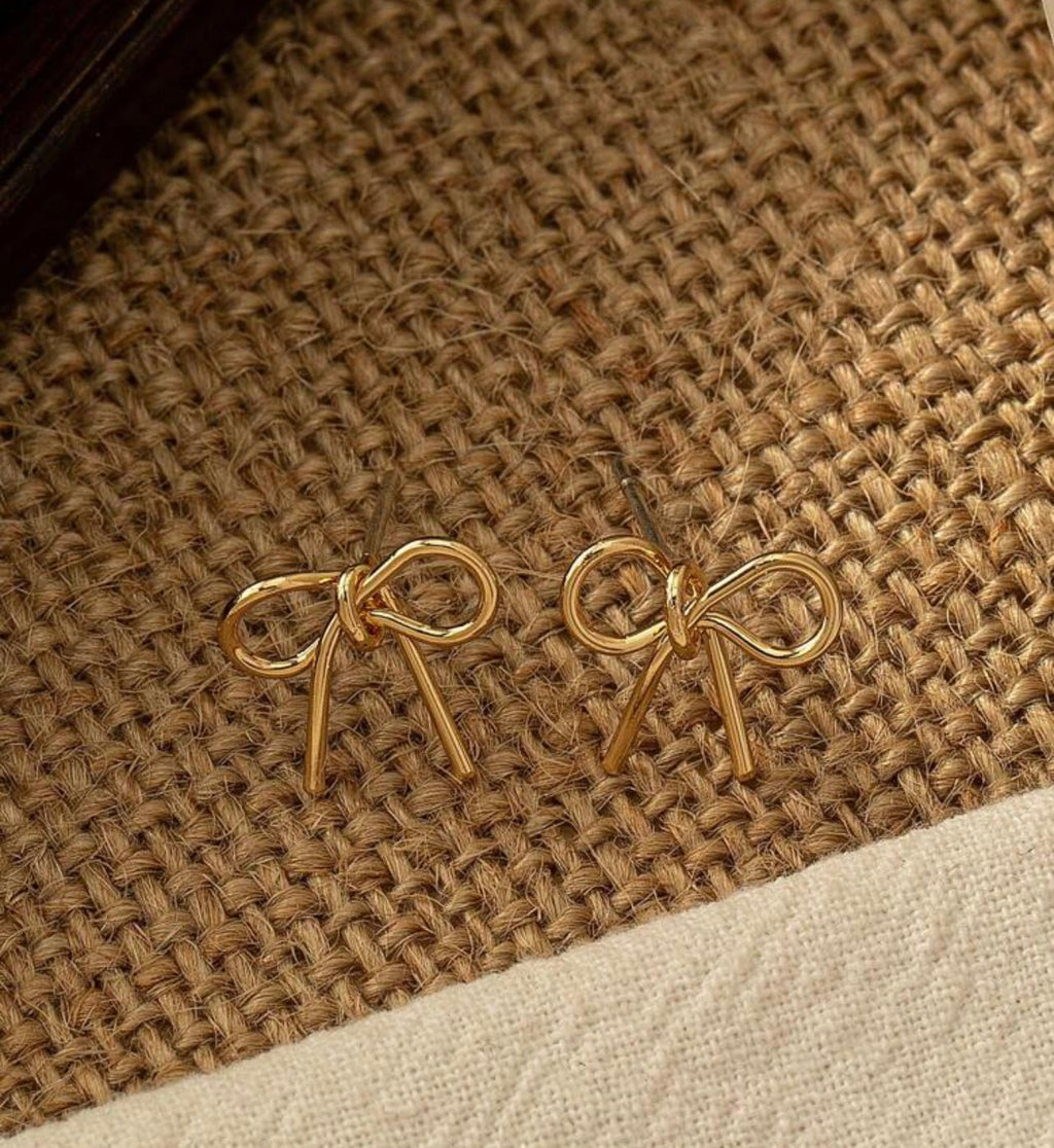 Adorable Gold Bow Earrings