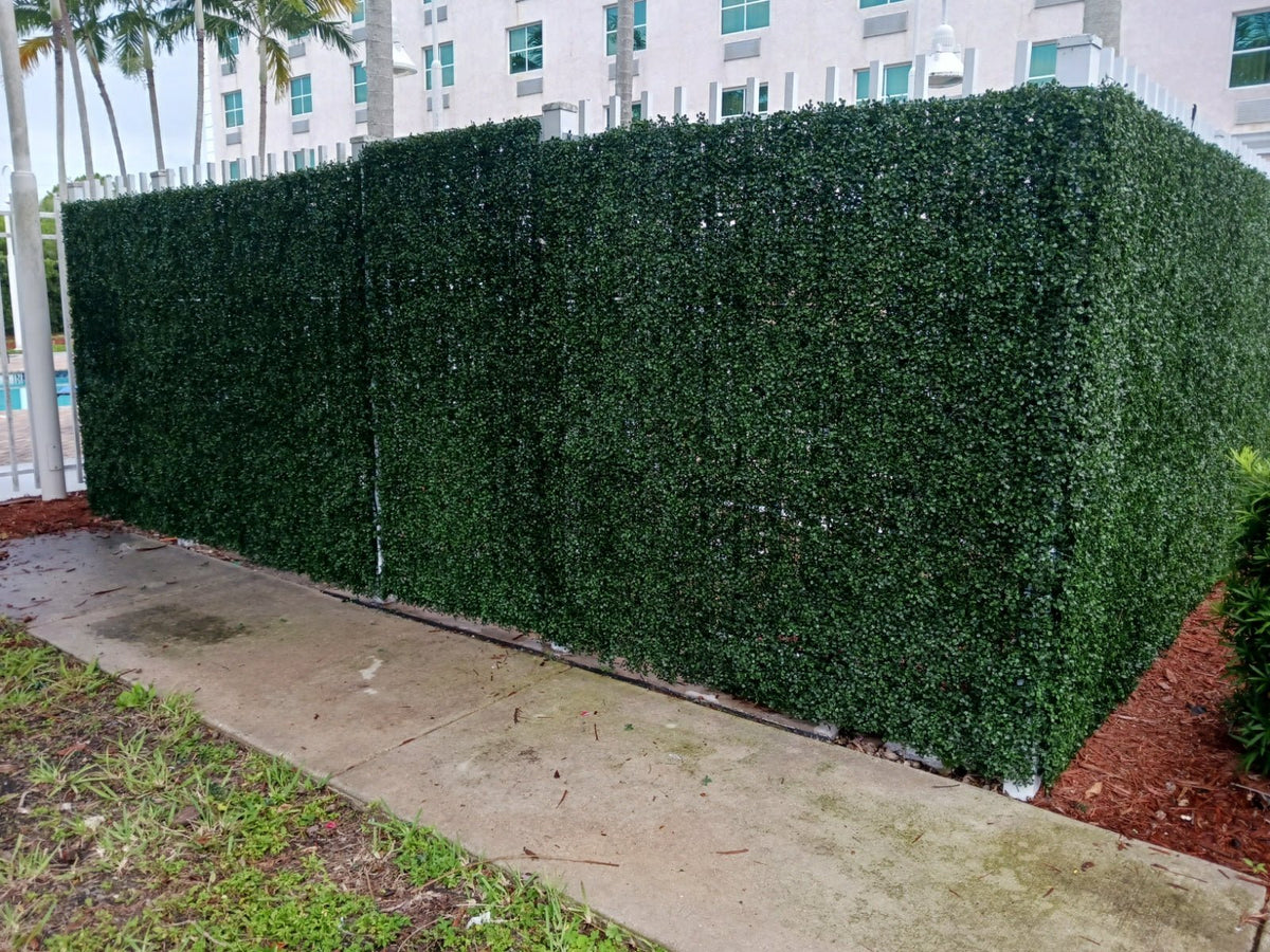 Dark Boxwood Artificial Vertical Garden Green Wall Panel 40×40in 11 SQ FT – UV Resistant – Commercial Grade