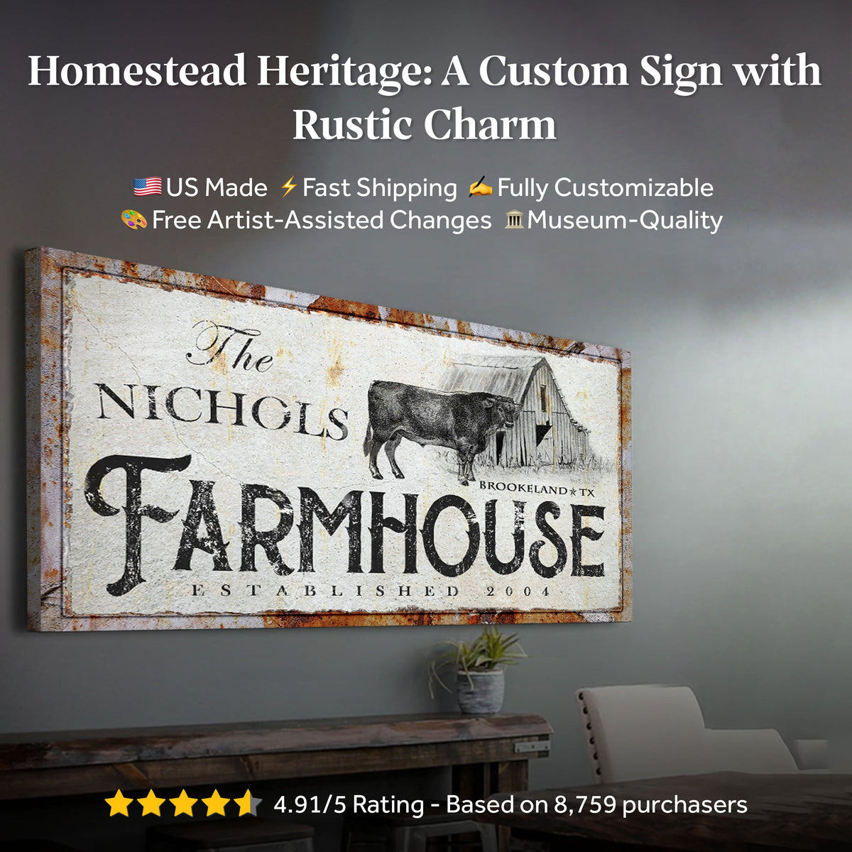 Rustic Farmhouse Sign (Made In USA)
