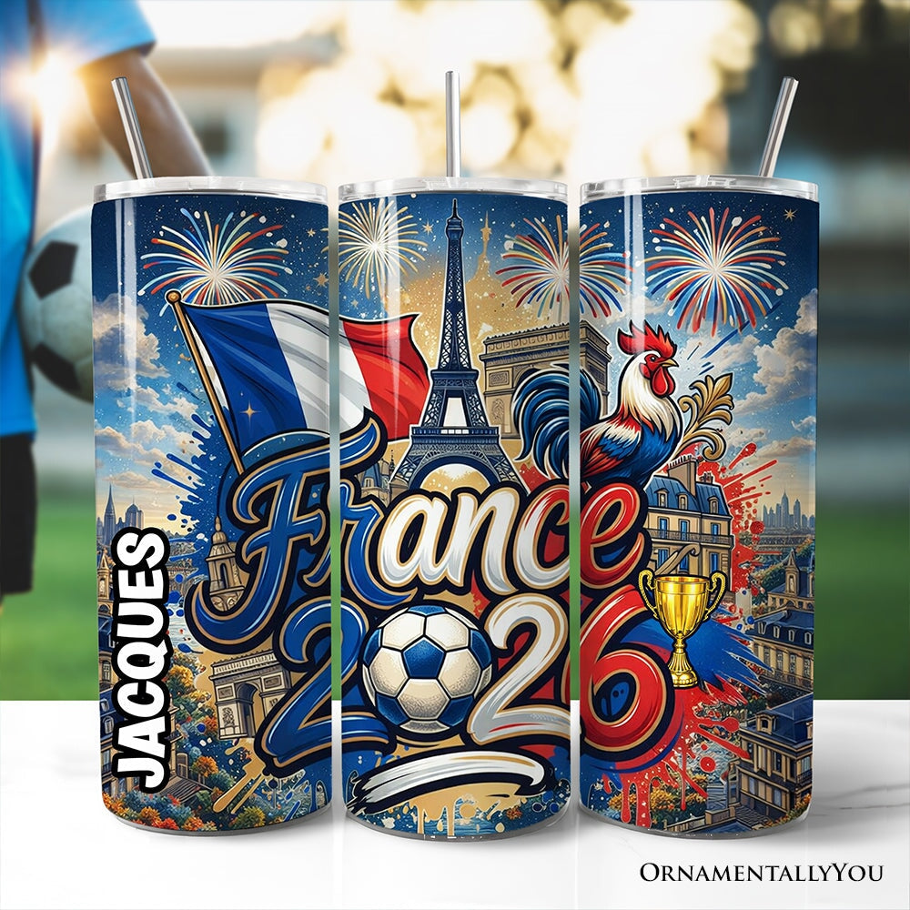 France 2026 Soccer Cup Global Championship 20oz Tumbler With Lid and Stainless Steel Straw, Fans Football Gift Cup