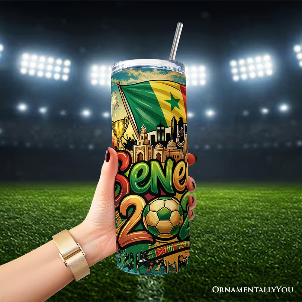 Senegal 2026 Soccer Cup Global Championship 20oz Tumbler With Lid and Stainless Steel Straw, Fans Football Gift Cup