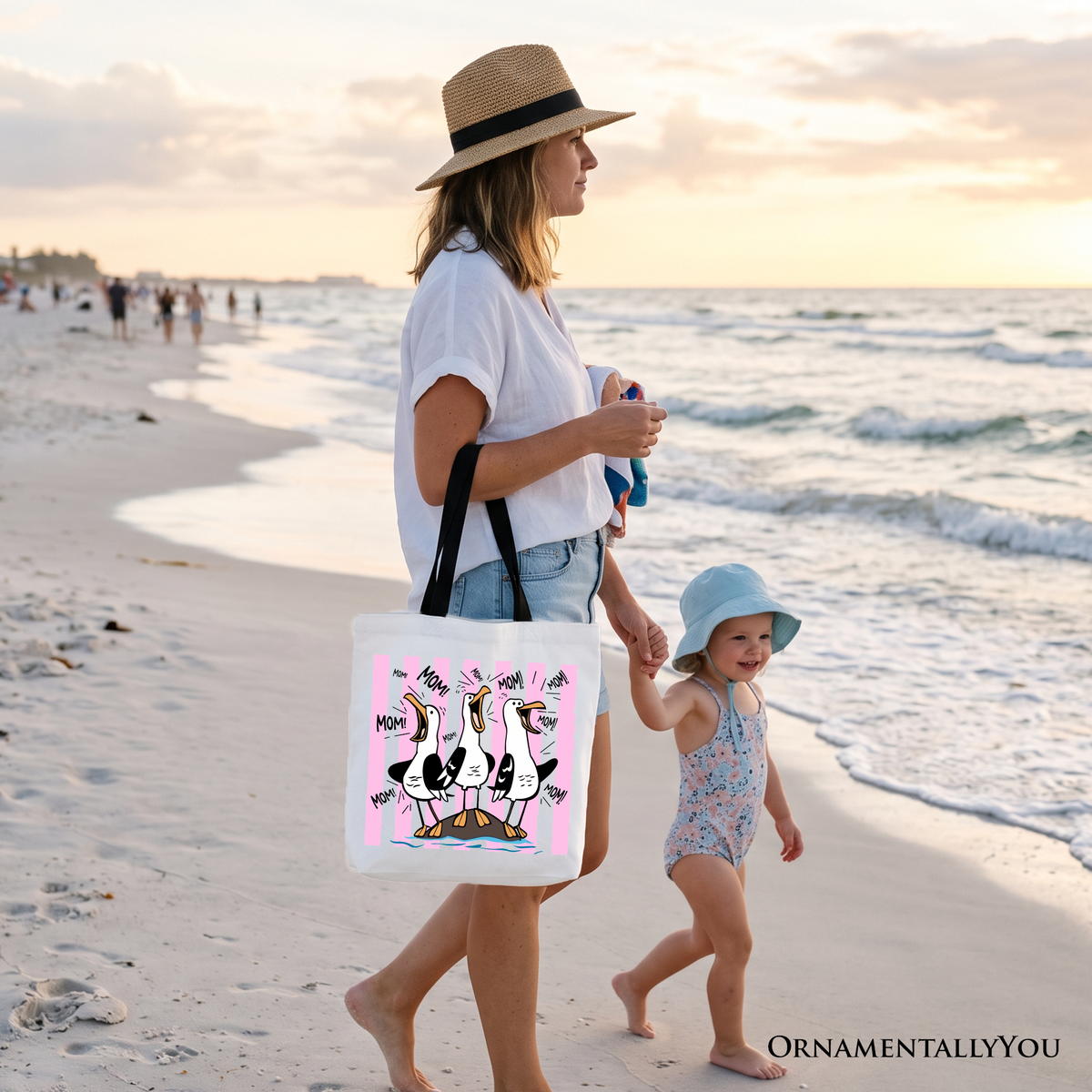 Seagull Mom Coquette Tote Bag, Funny Beach Gift Shopper for Mothers
