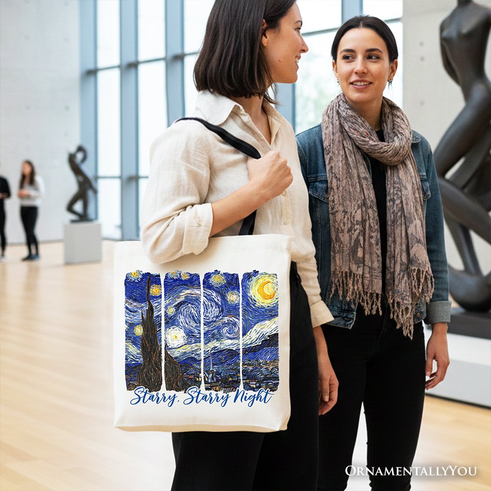 Vincent Van Gogh The Starry Night Canvas Tote Bag, Famous Painting Gift Shopper