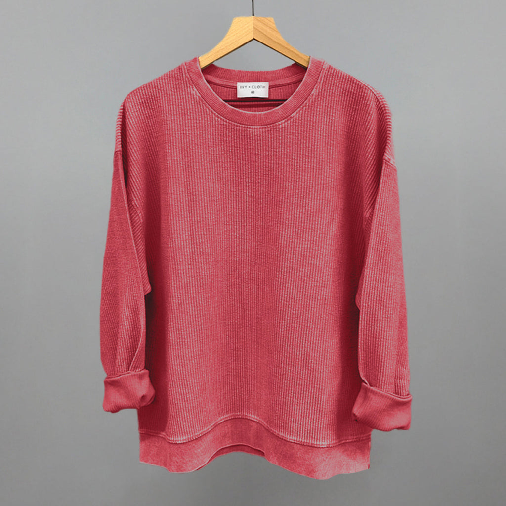 Red Oversized Corded Crew