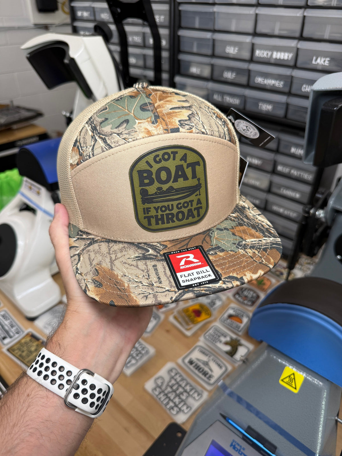 I Got A Boat Realtree Rawhide Leather Patch Hat
