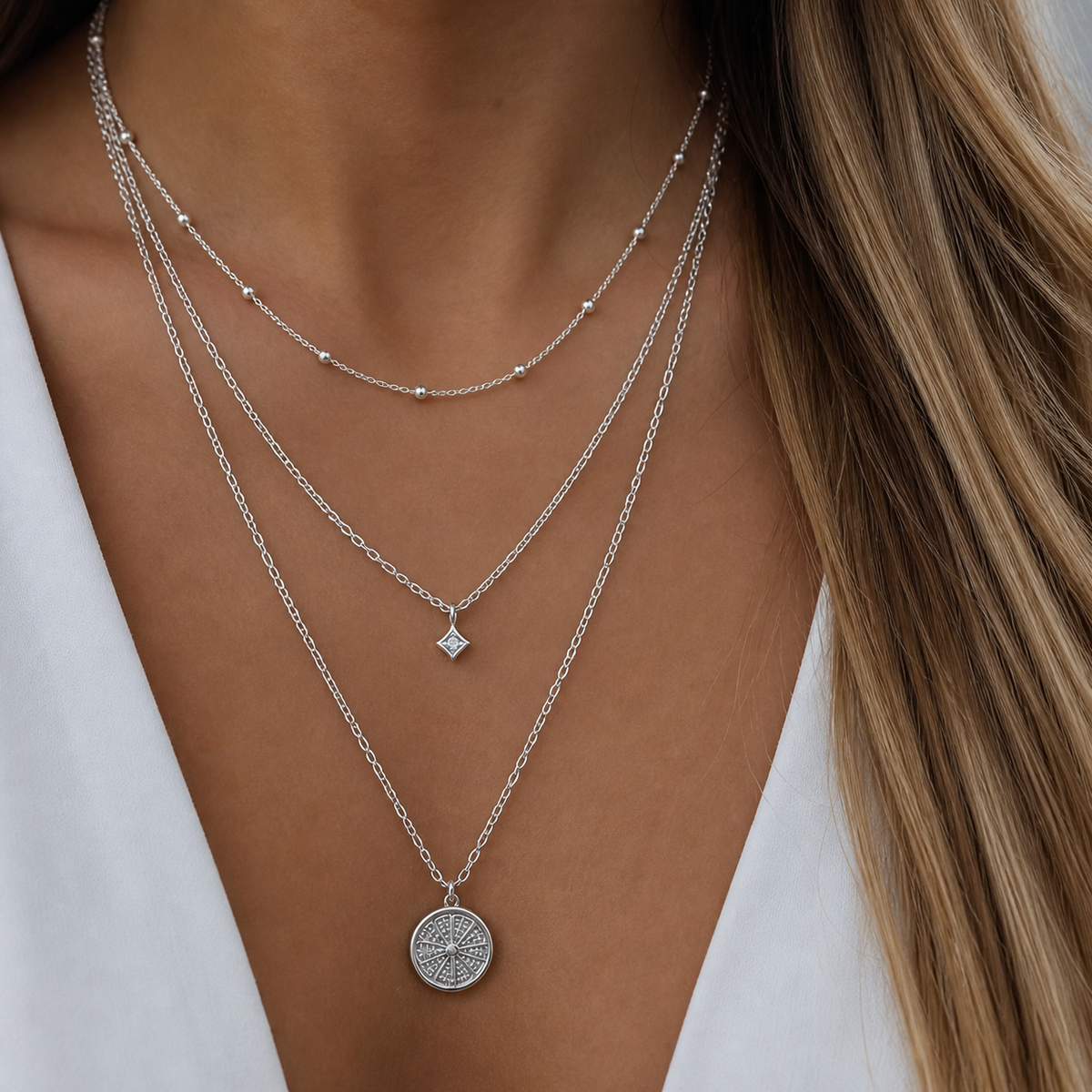 Beautiful Silver Layered Necklace