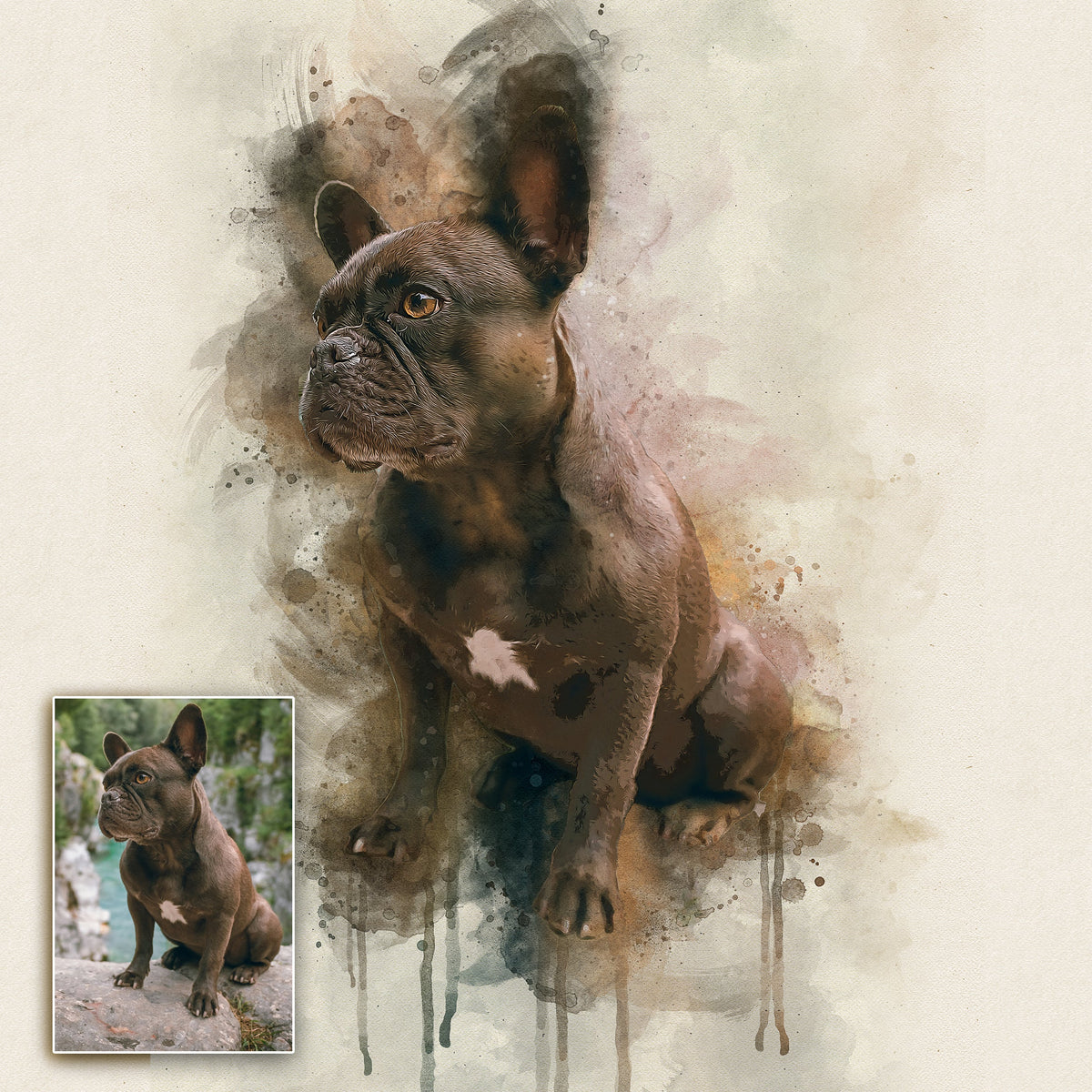 Pet Watercolor Portrait Custom Wall Art