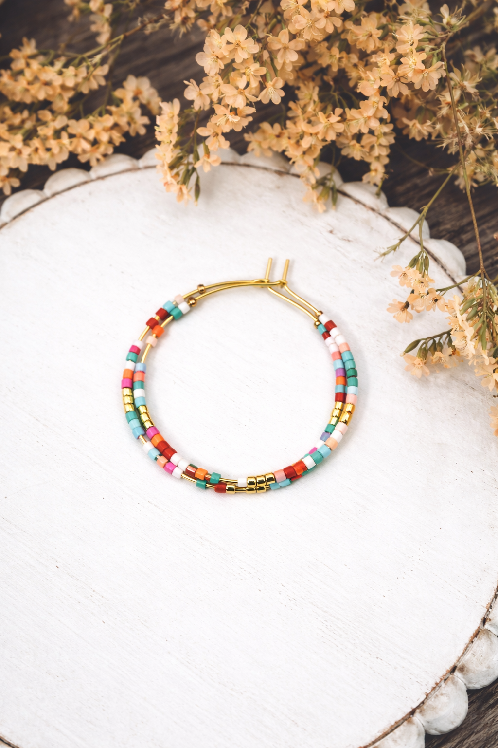Beautiful Dainty Beaded Hoop Earrings