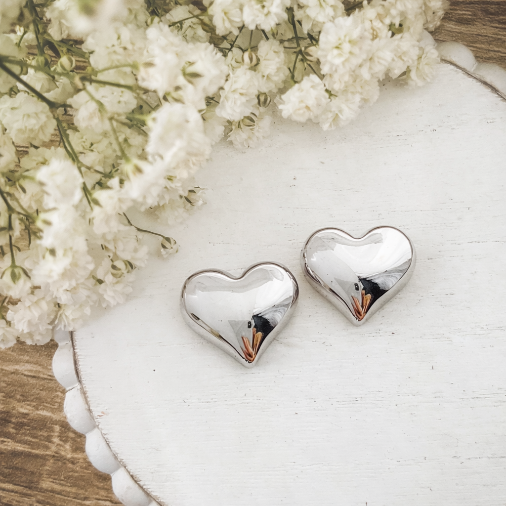Adorable Gold or Silver Heart Stud Earrings