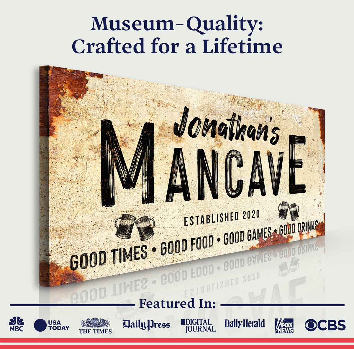 Good Times Personalized Man Cave Sign: Custom Bar Signs for Home Bar – Perfect Man Cave Wall Decor