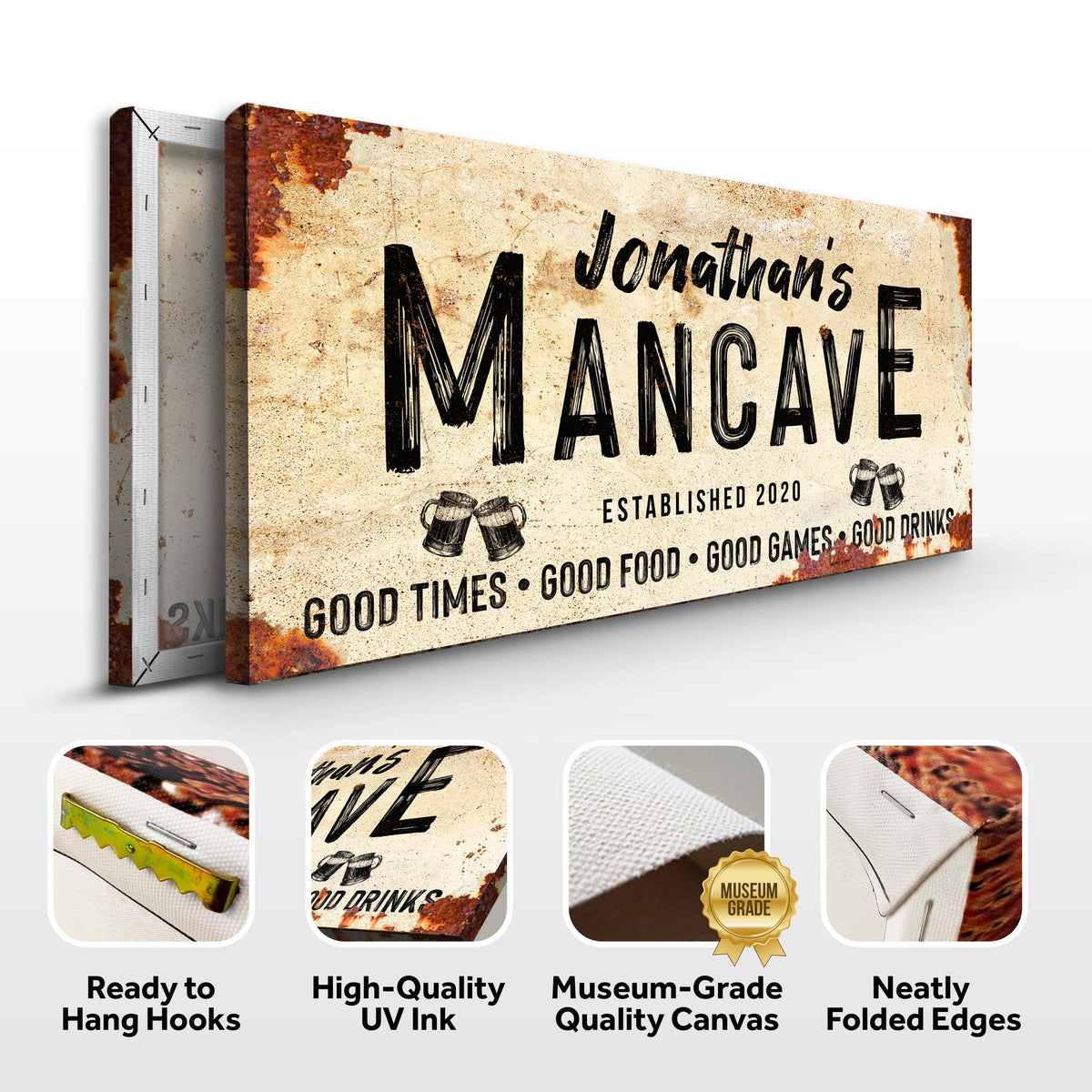 Good Times Personalized Man Cave Sign: Custom Bar Signs for Home Bar – Perfect Man Cave Wall Decor