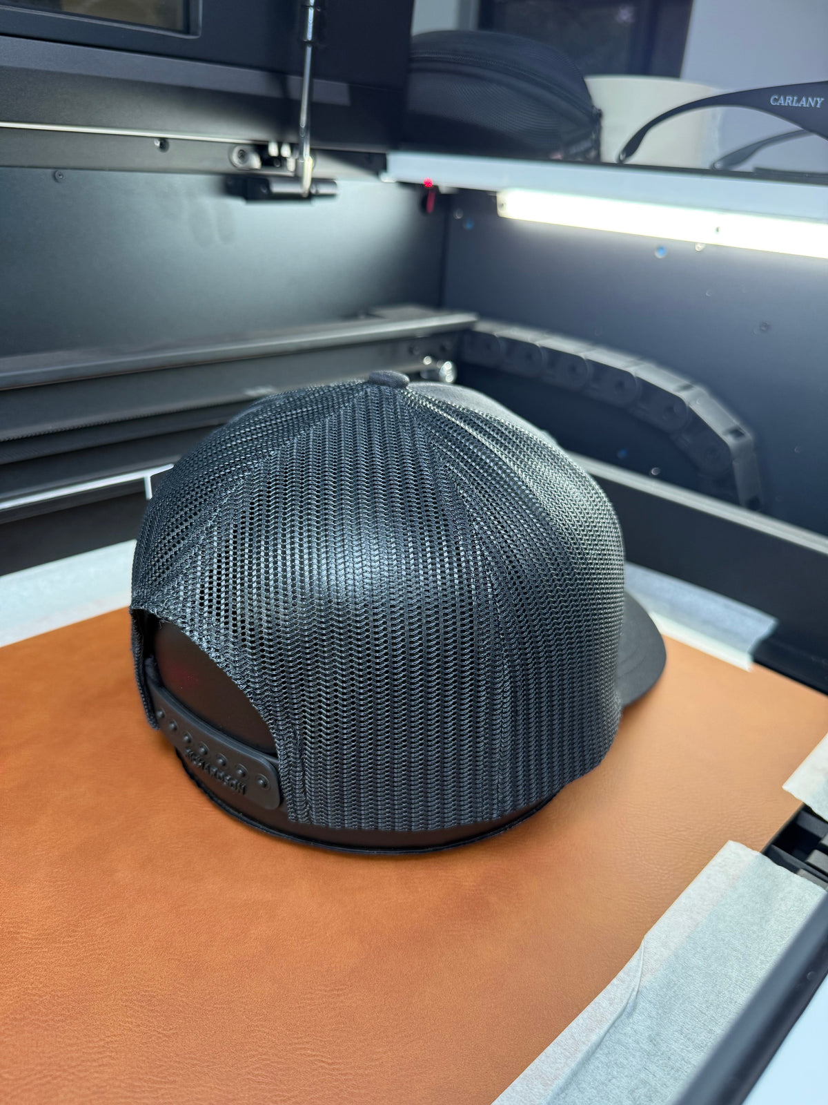 Lines and Dimes Black Rawhide Leather Patch Hat